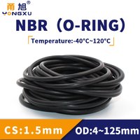 NBR O Ring Seal Gasket Thickness CS1.5mm OD4-125 Oil and Wear Resistant Automobile Petrol Rubber O-Ring Waterproof Black.-.
