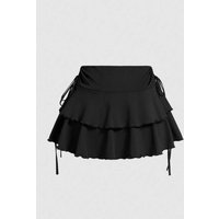 Pleated Mini Skirt Women Solid Color Sexy Folds Drawstring Leace-up Simple All-match Short Skirts Fashion Hot Girl Streetwear