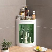 Bathroom Storage Rack Plastic Rotating Non Perforated Triangular Wall Mounted Household Bathroom Corner Organizing Cabinet