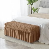 Elastic Skirted Bench Slipcover with Bubble Pattern Elegant Full-Cover Bench Dust Cover Custom Fitted Bench Cover for Room