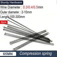 Spring steel pressure spring return spring wire diameter 0.3/0.4/0.5mm outer diameter 2mm -10mm length 100-300mm