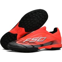 NEW Black-Red Mens Soccer Shoes SLIP-ON Non-Slip Turf Soccer Cleats for Boys TF/FG Training Football Boots Chuteira Campo 35-45