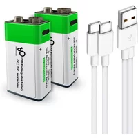 9V 6F22 650mAh Rechargeable Battery,USB Charging, 9V Li-ion Square Battery for Toy Remote Control KTV Multimeter Microphone