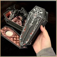 Love And Deepspace Sylus Silver-Winged Devil Vampire Coffin Storage Box, 3D printing Game Merchandise Toy Gift For Fans