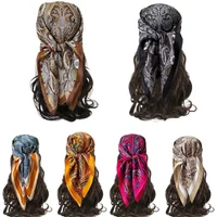 Luxury Print imitation Silk Square Scarf Women Spring Neck Tie Shawl Wraps Female Hair Hand Wrist Headkercheif Hijab Bandana