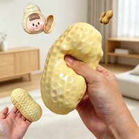 New Peanut Realistic Stress Ball Squishy Fidget Toy Buttery-Soft Feel ASMR Sensory Anti-Stress Anxiety Relief Toy Squeeze Decor