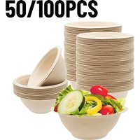 50/100PCS Disposable White Brown Paper Bowl Tableware Birthday Parties Restaurants Wedding Banquets Fruit Salad Containers