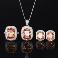 Square High Quality Stone Cushion Cut Citrine Jewelry with Adjustable Ring Earrings Necklace Luxur Statement Pieces Accessories