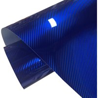 PET 5D Hochglanz Chrom Blau Carbonfaser-Vinylfolie Rolle DIY Selbstklebende Aufkleber Auto-Folierung