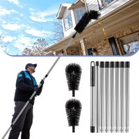 Gutter Cleaning Tools from The Ground, 10ft Gutter Cleaner with 2 Cleaning Brush, Roofing Rain Gutter Tool Remove Leaves, Debris