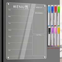 Acrylic Menu Board for Kitchen Weekly Meal Planner Magnetic Planning Board Clear Weekly Calendar for Fridge Refrigerator Dry