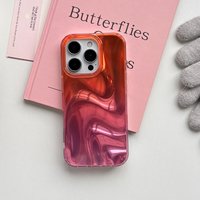 Beautiful Fashion Orange Pink Gradient Smudging Silk Satin Pattern Phone Case Suitable for iPhone 17 Pro 16 15 14 13 Pro Max