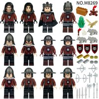 MedievalwolfcavalryM8269cross-borderwholesalechildren'sassembly small particles building block toy weapon shield accessories dog