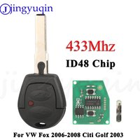 Jingyuqin-Clé de voiture à distance à 2 boutons, 433MHz, transpondeur ID48, pour VW Fox 2006-2008, Citi Golf 2003, 4Z095975255.APain