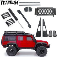 YEAHRUN Metal Skid Plate Side Skirt Intake Grille Trim Tail Door Anti-Scratch Plate for 1/18 RC Crawler TRX4M Defender Parts