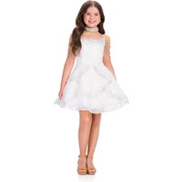Snvdzo Beaded Shoulder Crystal Embellished Pageant Dress Layered Ruffle Mini Flower Girl Dress For Wedding Pageant Recital Party