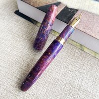 2026 Jinhao Füllfederhalter aus stabilisiertem Holz mit langer Messerklingenfeder, grün-braun, handgefertigt, große Größe, für Schule, Geschenk, Schreiben, Büro