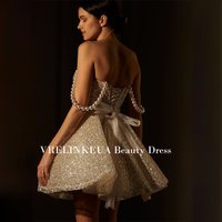 Pearls Spaghetti Straps Graduation Dress Elegant A Line Mini Homecoming Dresses For Teens Sweet 15 16 Short Wedding Prom Dress