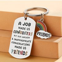 Funny Coworker Keychain "A Job Made by Coworkers", Sarcastic Office Quote Gift for Women, Birthday or Work Anniversary Present