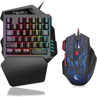 Wired Backlight Keyboard Mouse Set One-handed Professional Gaming Keyboard Mini Portable Game Mouse for Eating Chicken Game