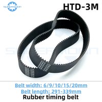 HTD 3M Timing Belt Length 291-339mm Width 6-20mm 3M-309-9 Shredder Belt Closed Loop Synchronous Belt 3M-339 Rubber 3M Drive Belt