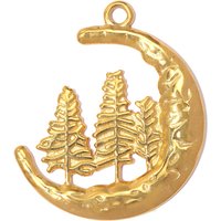 3pcs/Lot Stainless Steel Pine Tree Moon DIY Charms Blue And White Porcelain Fan Necklace Pendant Women Cheongsam Vase Jewelry