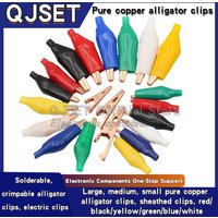 28 mm 35mm 45mm Pure Copper Alligator Clip Set Electrician Welding Power Cord Test Clip small medium Large sheath clip Red Black
