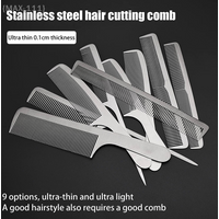 【xxx】Barber Professional Stainless Steel Silver Hairdressing Comb Anti-static Haircut Clipper Ultra-thin Comb Salon Styling Tool