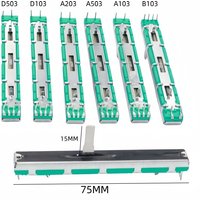 5pcs Straight Slide Liner Potentiometer Mixer Fader Variable Resistors A103 B103 A20K A50K D10K B20K Ohm 75mm Dual Channel Fader
