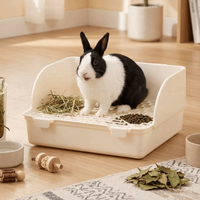 Splash-Proof Rabbit Litter Tray Rectangular Anti-spill Rabbit Training Toilet Detachable Plastic Animal Potty Trainer