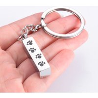 Classic Vertical Cubic Bar Urn Keychain for Cremation Ashes Memorial Stainless Steel Waterproof No Fade Keyring Jewelry