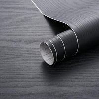Black Thicken Contact Paper Wood Peel and Stick Wall Sticker Vinyl Waterproof Self Adhesive Wallpaper Removable for Wall in R