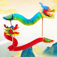 DIY Paper Dragon Craft Material Chinese New Year DIY Dragon Decor Chinese Dragon Dance Three-Dimensional Pull Flower For kids