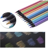 12Pcs Metallic Colored Pencil Set Non-Toxic Wooden Drawing Sketching Art Stationery Supplies For School Coloring DIY Painting