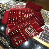 Dark red Velvet Jewelry Necklace Storage Roll Bag Portable Foldable Jewelry Accessories for Exhibitions Ring Pendant Storage