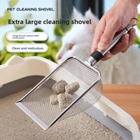 1pc Stainless Steel Fine Mesh Cat Litter Scoop Easy To Clean Non-Stick Shovel For Reptiles Sand Efficient Durable Litter Scoop
