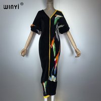 WINYI Pleated Elastic slim dress casual beach cover up muslim woman kaftan abaya dubai luxury long down boho evening dress