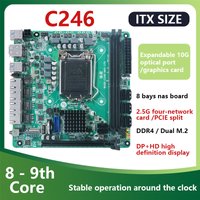 C246 ITX NAS Motherboard Support 8th/9th Core CPU i3-9100 8 SATA 3.0 4*I226 2.5G 2*M.2 NVME 2*DDR4 PCIE 16X NAS Board LGA1151