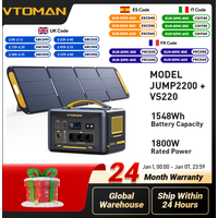 VTOMAN JUMP2200 with 200W Solar Panel included,2200W 1548Wh LiFePO4 Portable Power Station with Solar Charger for Camping