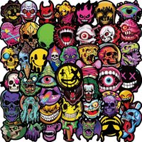 Glow in The Dark Skull Stickers 50pcs Horror Luminous Self-adhesive Water Bottle Waterproof Stickers Wall Art, For Home Decor