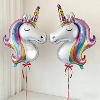 2pcs Rainbow Unicorn Balloon Unicorn Head Balloon Girl Birthday Decoration Unicorn Party Supplies Baby Shower