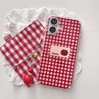 Tomato Checkered Phone Case for Samsung Galaxy S26 S25 S24 S23 S22 S21 FE Ultra Plus 4G 5G Feather Texture Back Cover