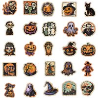 50PCS Retro Terrifying Halloween Graffiti Stickers Decoration Suitcase Skateboard Helmet Water Cup Cartoon Decals Kids Toys Gift