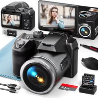 NBD 64MP Professionelle Digitalkamera 5K Vlogging mit Klappbildschirm 16-fach Zoom 32GB SD-Karte Live-Stream Lange Akkulaufzeit für Mädchen Modell S205E
