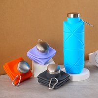 Folding Silicone Water Bottle Outdoor Creative Food-grade Silicone Portable Sports Water Bottle Diamond-shaped