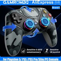RGB Wireless Controller W/ Dual Vibration Marco/Turbo Function 3.5mm Audio Jack for Playstion5/PS5 Pro/Slim/PC Console Gamepads