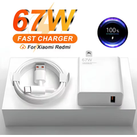 67W GaN USB Fast Charging Charger 6A Type C Fast Charging Cable, QC3.0 Quick Charge Wall Adapter Plug For iPhone Samsung Xiaomi