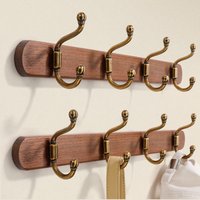 WV Chinese-Style Solid Wood Wall-Mounted Coat Hook Vintage Entryway Rack Wooden Hat And Clothes Hook for Home Decor