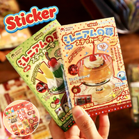 30sheets Kawaii Japanese Showa Style Cuisine Glitter Film Die-cutting Sticker Book DIY Handmade Scrapbook Sticker Gifts