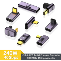 USB4.0 40Gbps U-Shape Straight Angle 240W 5A USB C to Type C Fast Charging Converter USB C Data Adapter For Macbook 8K60HZ